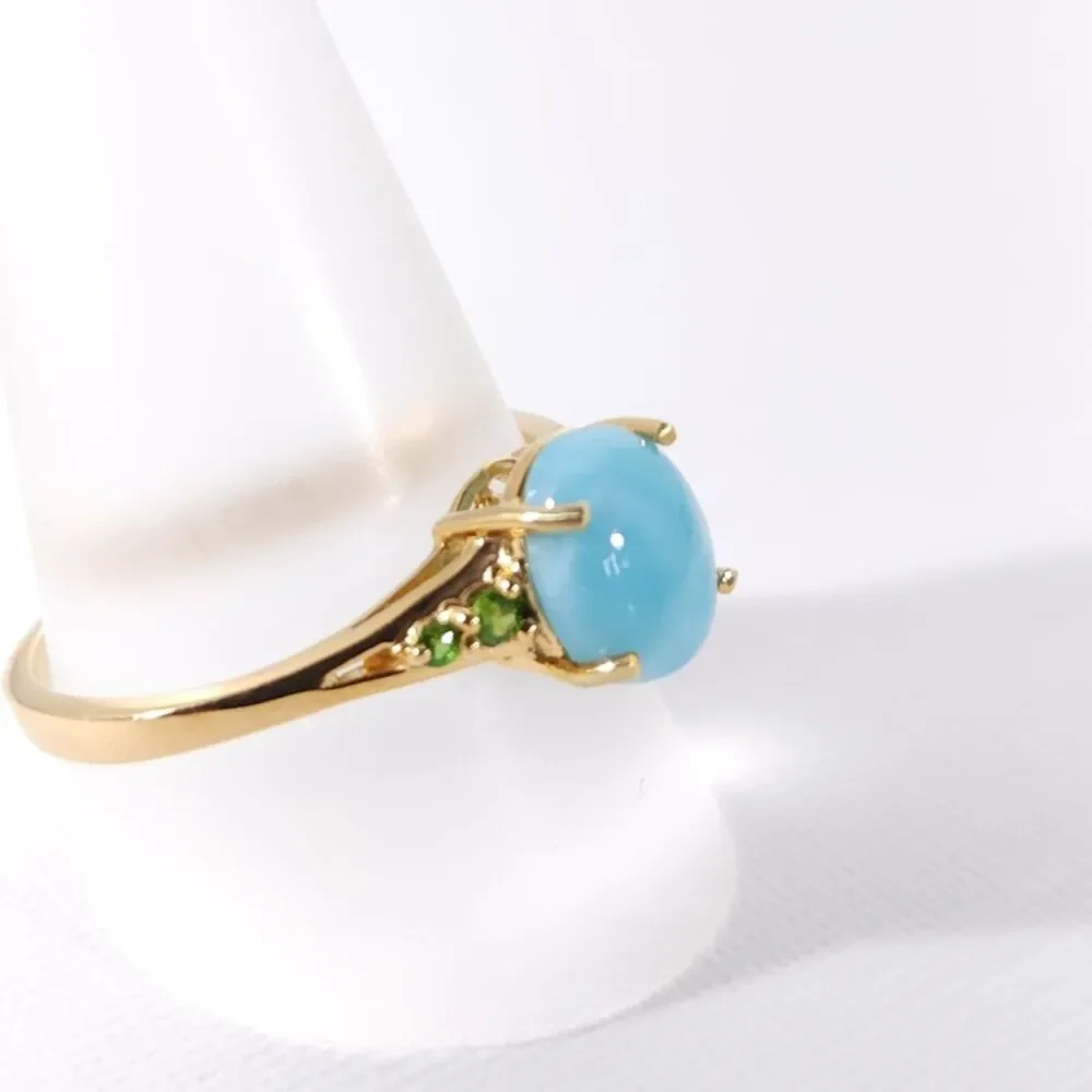 Larimar 1.9 Carats Ring Vermeil YG over Sterling Silver Size 10